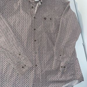 Wrangler Mens George Strait Chestnut Mini Print Shirt large